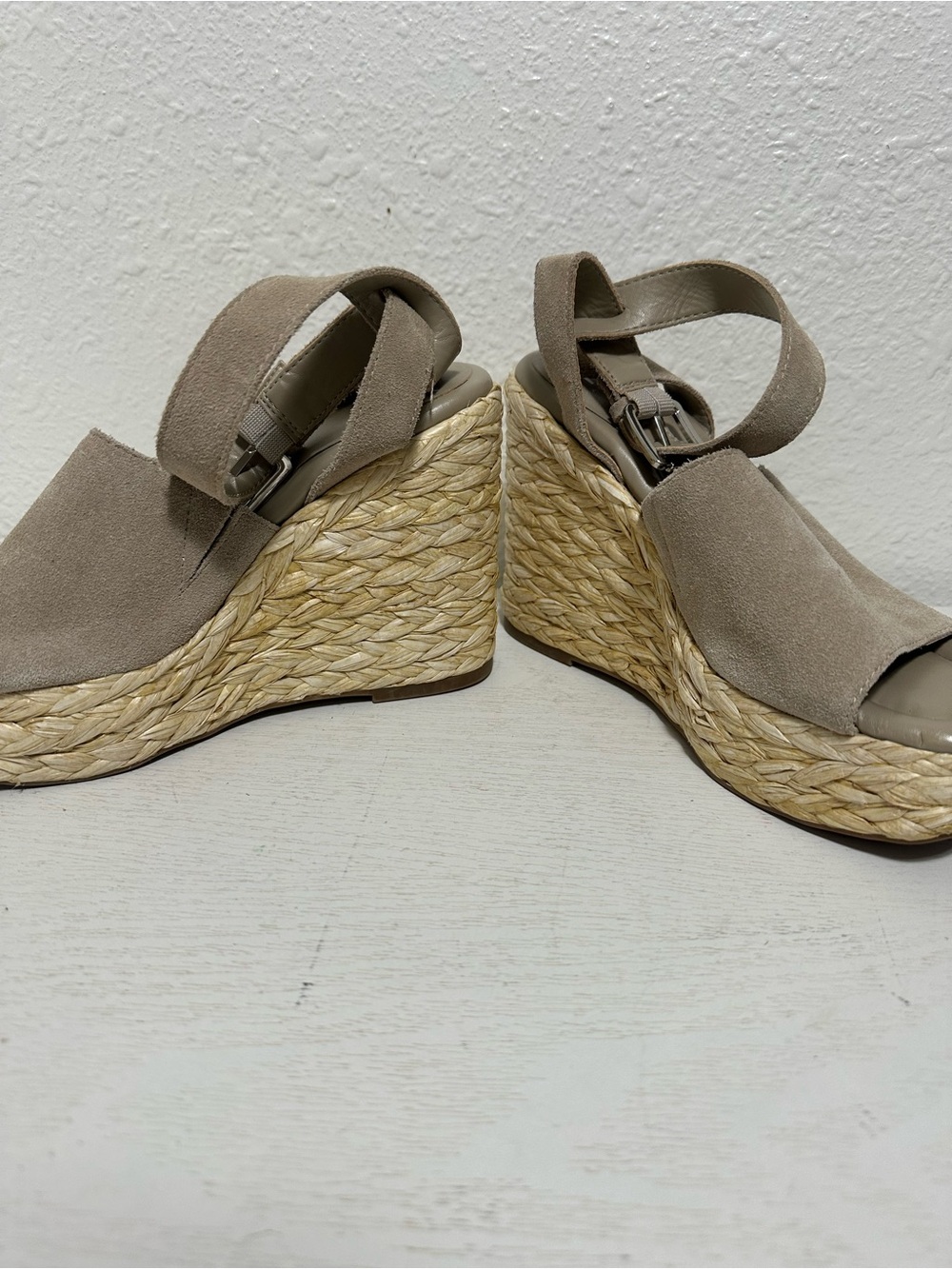 Marc fisher Women’s Taupe Suede Espadrille Wedge Sandals - Picture 8 of 8